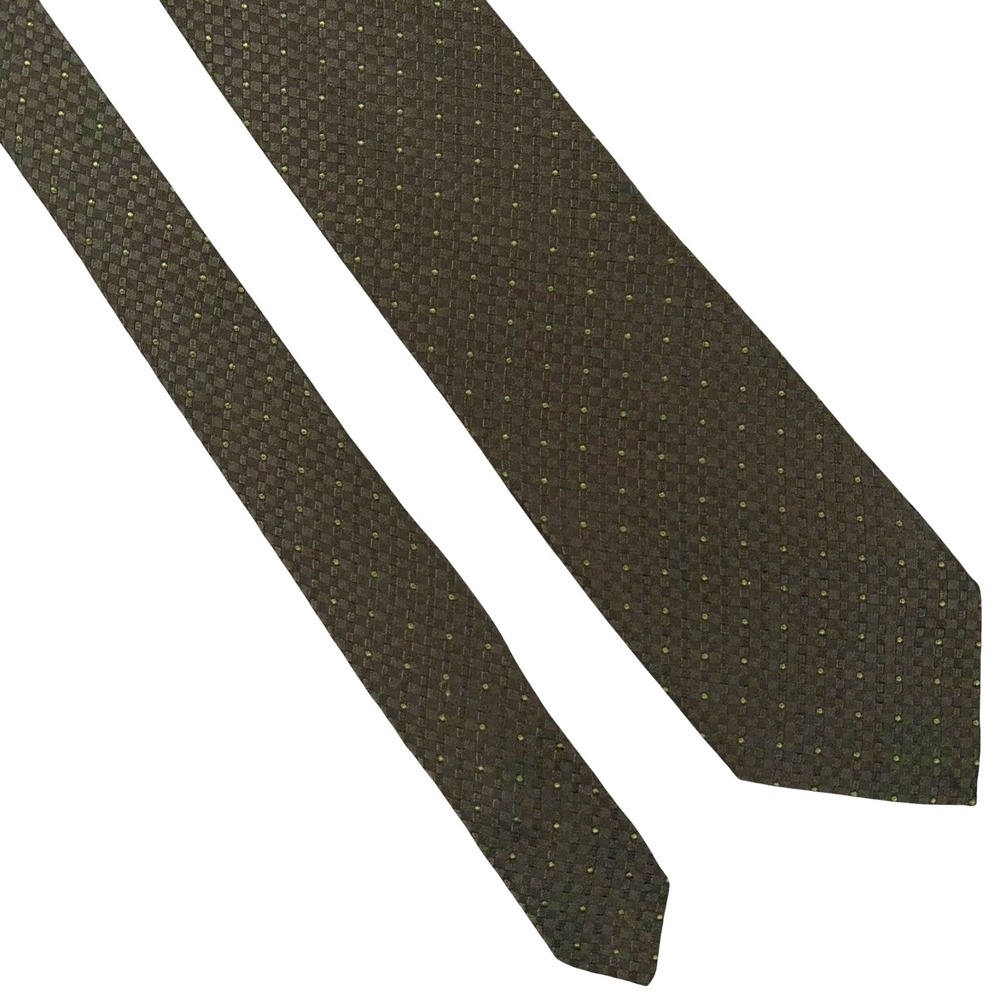 Giorgio Armani Cravatte Necktie Mens 63x3.75 Olive Green Wool Silk Blend Tie